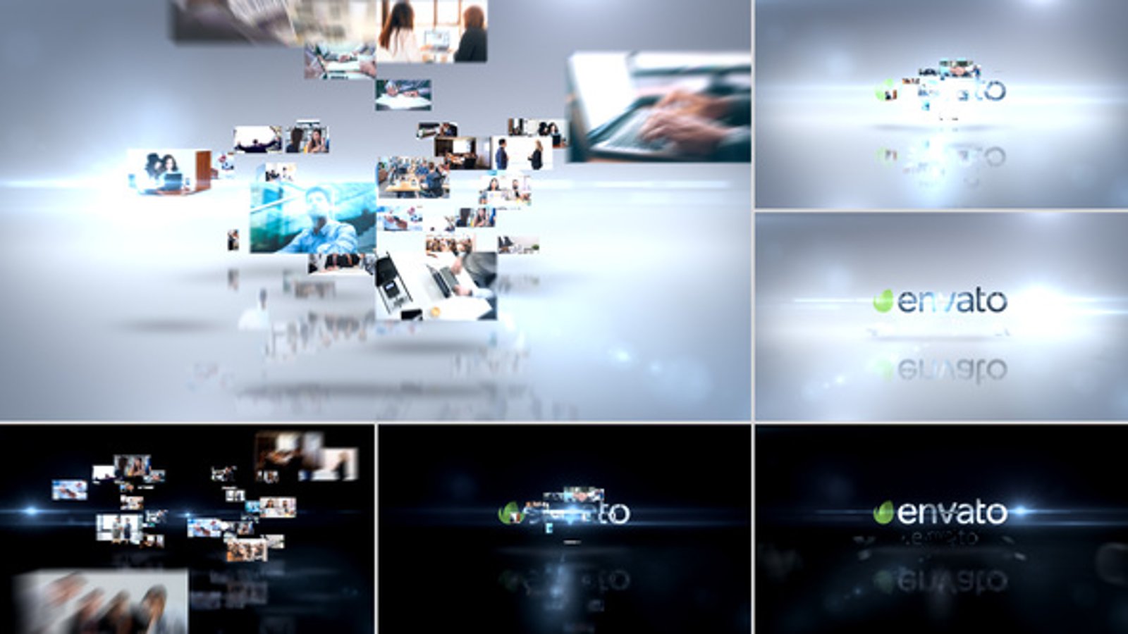 Dynamic Photo Collage Logo Reveal with Cinematic Flares, Logo Stings ft